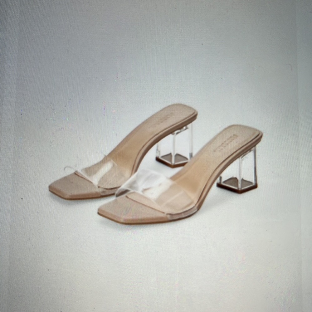 JustFab Clear Heeled Sandal Size 8
